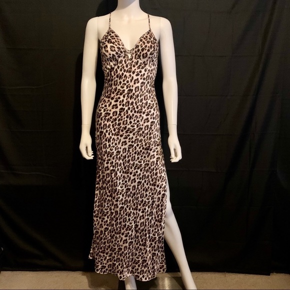 Vintage Dresses & Skirts - Vintage Y2K 100% Silk Leopard Print Dress Silk Slip Dress Silk Dress Cheetah